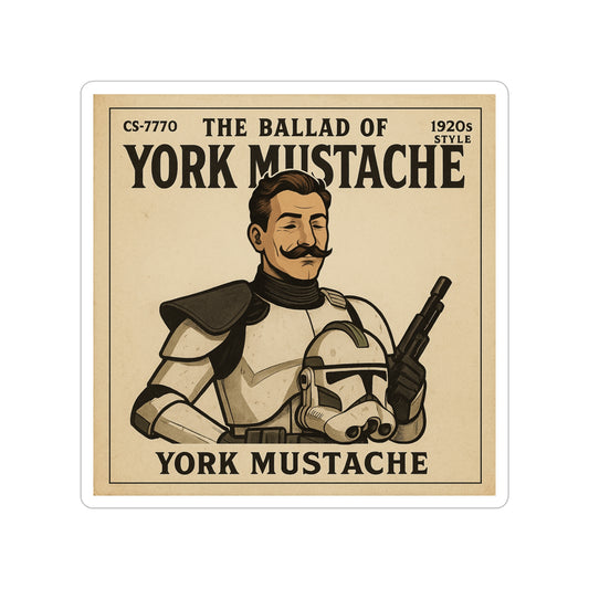 The Ballad of York Mustache Music Art Sticker