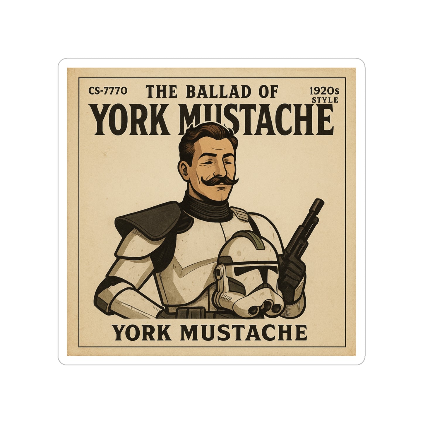 The Ballad of York Mustache Music Art Sticker